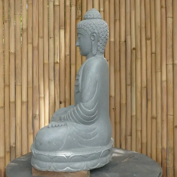 Artikelbild 5 des Artikels “Sitzender Buddha aus Riverstone in Bhumisparsha - Geste der Erdberührung, ca. 102cm Höhe, naturbelassen “